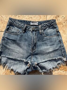 One Teaspoon Distressed Light Blue Denim Cutoff Shorts